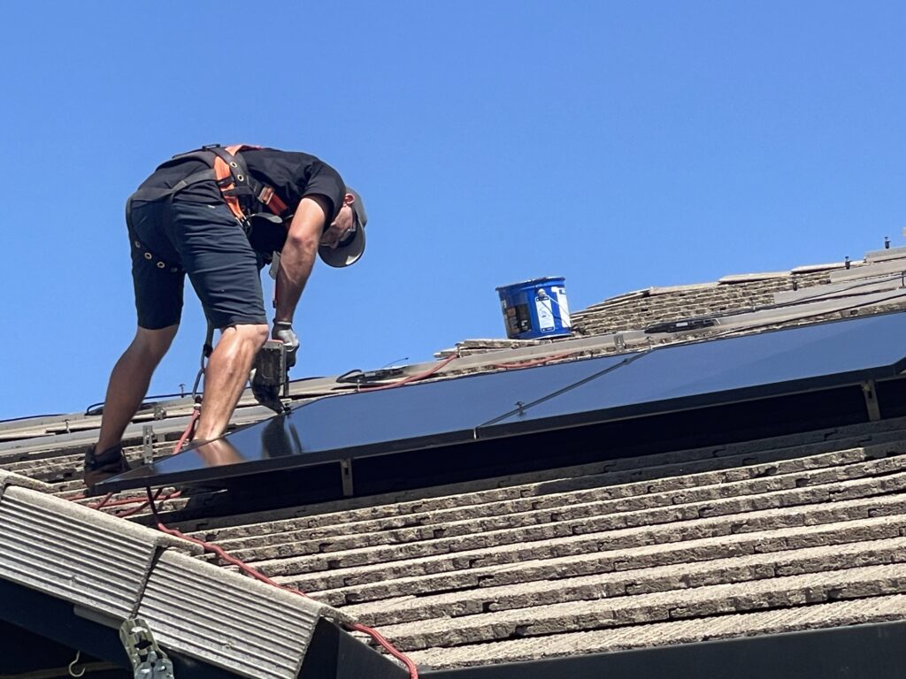 Installed solar panels at the roof in Rocklin
